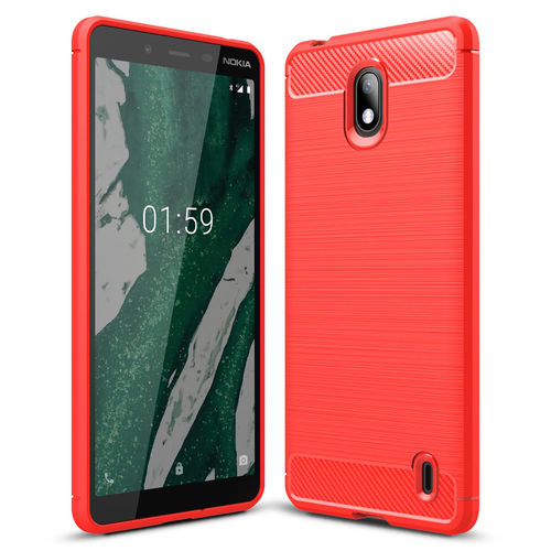 Flexi Slim Carbon Fibre Case for Nokia 1 Plus - Brushed Red
